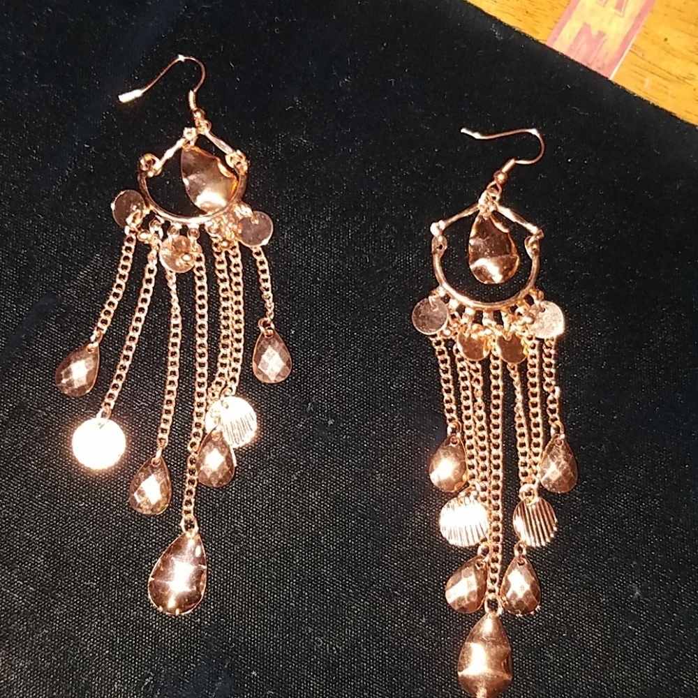 Cooper Tone Chandelier Earrings